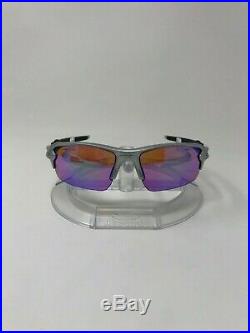 100% Authentic Oakley Custom Flak 2.0 Sunglasses Silver/Prizm Golf Lens