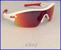 Men's Radar Path Golf Sunglasses Polished White/Red Iridium Oakley 09-721J 136
