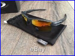 NEW OAKLEY Sunglasses FLAK 2.0 XL POLARIZED Grey Smoke FIRE Iridium Golf Radar