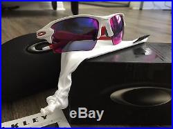 NEW OAKLEY Sunglasses FLAK 2.0 XL White + RED Iridium TEAM COLOR Golf Radar