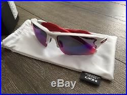 NEW OAKLEY Sunglasses FLAK 2.0 XL White + RED Iridium TEAM COLOR Golf Radar