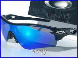 NEW Oakley RADARLOCK Matte Black POLARIZED Galaxy Blue Sunglass 9206