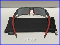 New! Oakley Flak 2.0 Grey Smoke Positive Red Iridium OO9271-03 Sunglasses