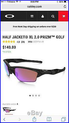 New Oakley Sunglasses Half Jacket 2.0 XL Polished Black withPrizm Golf #9154-49