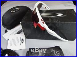 OAKLEY FAST JACKET XL Polished White with Red Iridium Polarized, Black OO9156-22