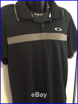 OAKLEY POLO SHIRT Stripe Golf Sunglasses Brand Black Dri Fit Tech Bubba Mens, M