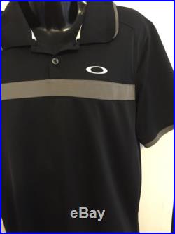 OAKLEY POLO SHIRT Stripe Golf Sunglasses Brand Black Dri Fit Tech Bubba Mens, M