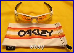 Oakley Flak 2.0 XL White Frame Fire Polarized Lens Black Icon Jacket Sunglasses