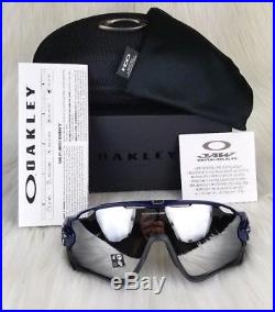 Oakley Jawbreaker Sunglasses Navy Chrome Polarized Lens Golf OO9290-12