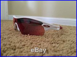 Oakley Men's Radar Path Golf/Baseball Sunglasses Polished White/Red Iridium