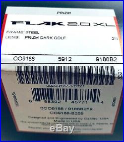 Oakley Sunglasses Flak 2.0 XL OO9188-B2 Steel Gray Prizm Dark Golf Lens 59mm