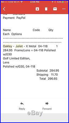 Oakley X Metal Juliet Polished Sunglasses Golf G30 Lenses 04-118